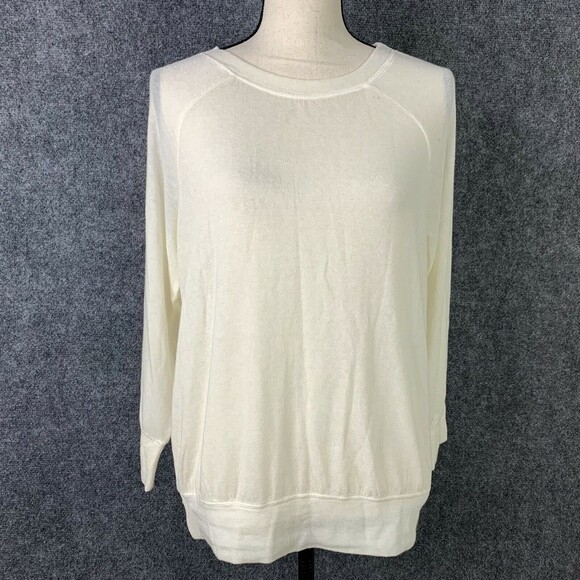 Hello Nite Fine Knit Sweater Women Small Long Raglan Sleeve Ivory Soft Stretchy - Picture 1 of 10